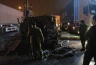 Cháy ô tô đầu kéo tại bãi SITC 4 Đình Vũ