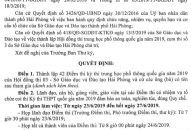 Quyết định về việc thành lập các điểm thi kỳ thi THPT quốc gia năm 2019 Hội đồng thi 03 – Sở Giáo dục và Đào tạo Hải Phòng