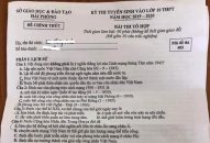 Đáp án môn tổ hợp kỳ thi vào lớp 10 ở Hải Phòng