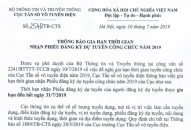 Cục Tần số Vô tuyến điện thông báo gia hạn thời gian nhận Phiếu đăng ký dự tuyển công chức năm 2019