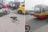 Hải Phòng: Xe buýt lấn làn đâm trực diện xe máy,  2 người bị thương
