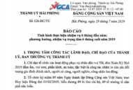 Báo cáo tình hình thực hiện nhiệm vụ 6 tháng đầu năm, phương hướng, nhiệm vụ trọng tâm 6 tháng cuối năm 2019.