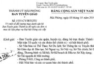 Ban Tuyên giáo Thành ủy Hải Phòng không có chủ trương cử cán bộ liên hệ với các địa phương đề nghị mua tài liệu