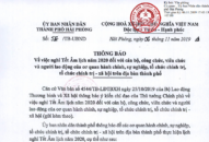 Hải Phòng: Thông báo nghỉ Tết Âm lịch năm 2020