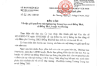 Huyện An Dương: Thông tin giải quyết vụ việc tại Trường THCS Đồng Thái