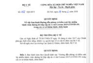 Bộ Y tế: Hướng dẫn phòng và kiểm soát lây nhiễm bệnh viêm đường hô hấp cấp do vi rút Corona 2019 (COVID-19) trong các cơ sở khám bệnh, chữa bệnh