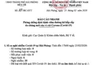 Báo cáo nhanh của Sở Y tế tính đến 17h ngày 25/02/2020
