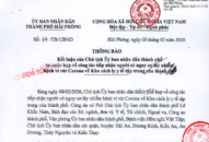 Thông báo kết luận của Chủ tịch UBND thành phố tại cuộc họp về công tác tiếp nhận người có nguy cơ lây nhiễm bệnh vi rút Corona về Khu y tế tập trung