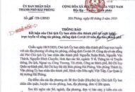 Thông báo kết luận của Chủ tịch UBND thành phố tại cuộc họp trực tuyến về công tác phòng, chống dịch Covid-19 trên địa bàn thành phố