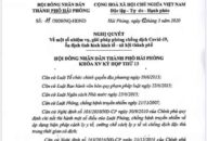 Nghị quyết của HĐND thành phố về một số nhiệm vụ, giải pháp phòng chống dịch COVID-19