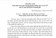 Lời kêu gọi toàn dân tham gia ủng hộ phòng chống dịch COVID-19