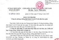 Báo cáo nhanh của Quận Lê Chân ngày 07/4/2020 về việc phòng, chống dịch bệnh Covid-19
