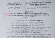 Thành lập Chốt Kiểm soát hướng ra của thành phố bằng đường bộ tại vị trí chân cầu Đá Bạc – Quốc lộ 10, huyện Thủy Nguyên để phòng, chống dịch COVID-19