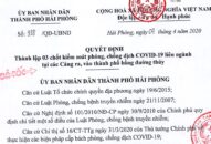 Hải Phòng thành lập chốt kiểm soát phòng, chống dịch Covid-19 liên ngành tại các Cảng ra, vào thành phố bằng đường thủy
