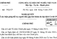 Nghị quyết về các biện pháp hỗ trợ người dân gặp khó khăn do đại dịch COVID-19