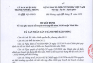 Quyết định phê duyệt kế hoạch sử dụng đất năm 2020 huyện Vĩnh Bảo