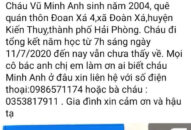 Đã tìm thấy nữ sinh Hải Phòng mất tích sau tiệc liên hoan tổng kết năm học