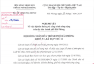 Nghị quyết đặt tên đường và công trình công cộng trên địa bàn thành phố Hải Phòng