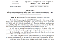 Bộ Y tế đề nghị tăng cường phòng, chống dịch COVID-19 cho Kỳ thi tốt nghiệp THPT