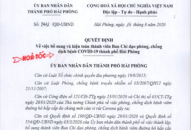 Bổ sung và kiện toàn thành viên Ban Chỉ đạo phòng, chống dịch bệnh COVID-19 thành phố Hải Phòng
