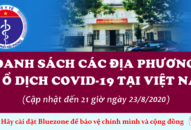[Cập nhật 21h, 23/8/2020] Danh sách địa phương có ổ dịch Covid-19 tại Việt Nam