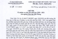 Chỉ thị về nhiệm vụ chủ yếu năm học 2020-2021 của ngành Giáo dục Hải Phòng
