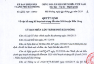 Quyết định bổ sung kế hoạch sử dụng đất năm 2020 huyện Tiên Lãng