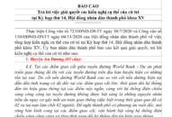 Báo cáo trả lời việc giải quyết các kiến nghị cụ thể của cử tri tại Kỳ họp thứ 14, Hội đồng nhân dân thành phố khóa 15