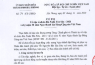 Chỉ thị của UBND thành phố về tổ chức đón Xuân Tân Sửu 2021 và kỷ niệm 91 năm Ngày thành lập Đảng Cộng sản Việt Nam
