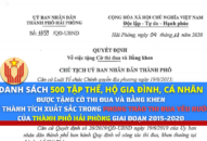Danh sách 500 tập thể, hộ gia đình, cá nhân được tặng Cờ thi đua và Bằng khen về thành tích xuất sắc trong phong trào thi đua yêu nước của thành phố Hải Phòng, giai đoạn 2015-2020
