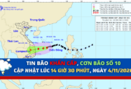 TIN BÃO KHẨN CẤP, CƠN BÃO SỐ 10, cập nhật lúc 14 giờ 30 phút, ngày 4/11/2020