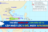 TIN BÃO KHẨN CẤP, CƠN BÃO SỐ 12, cập nhật lúc 5 giờ, ngày 9/11/2020
