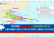 TIN BÃO KHẨN CẤP, Cơn bão số 13, cập nhật lúc 14 giờ 30 phút, ngày 13/11/2020
