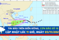 TIN BÃO TRÊN BIỂN ĐÔNG, CƠN BÃO SỐ 10, cập nhật lúc 11 giờ, ngày 03/11/2020