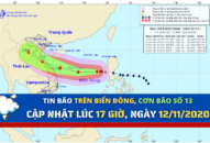 TIN BÃO TRÊN BIỂN ĐÔNG, Cơn bão số 13, cập nhật lúc 17 giờ, ngày 12/11/2020