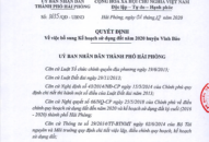 Ban hành Quyết định bổ sung Kế hoạch sử dụng đất huyện Vĩnh Bảo năm 2020