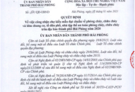 Công nhận chợ kiểu mẫu đạt chuẩn về phòng cháy, chữa cháy và khu chung cư, tổ dân phố, nhà tập thể an toàn phòng cháy, chữa cháy trên địa bàn thành phố Hải Phòng năm 2020
