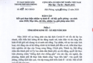 Báo cáo Kết quả thực hiện nhiệm vụ kinh tế-xã hội, quốc phòng-an ninh năm 2020; Mục tiêu, chỉ tiêu, nhiệm vụ, giải pháp năm 2021