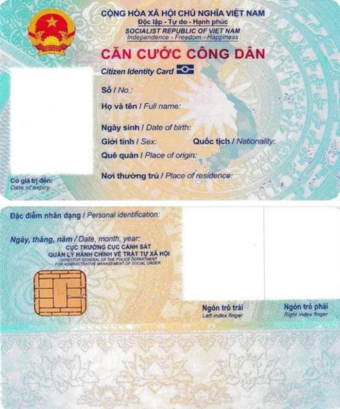 Mẫu thẻ căn cước công dân gắn chip chính thức