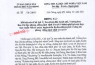 Thông báo Kết luận của Chủ tịch UBND thành phố tại cuộc họp trực tuyến với các quận, huyện trên địa bàn thành phố về công tác phòng, chống dịch bệnh COVID-19 (ngày 25/2/2021)