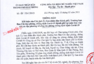 Thông báo Kết luận của Chủ tịch UBND thành phố, Trưởng ban Ban Chỉ đạo phòng, chống dịch COVID-19 thành phố tại cuộc làm việc với các địa phương về công tác phòng chống dịch bệnh COVID-19