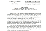 Thông báo ý kiến của Ban Thường vụ Thành ủy về một số biện pháp cấp bách phòng, chống dịch Covid-19