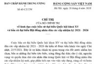 Chỉ thị của Bộ Chính trị về lãnh đạo cuộc bầu cử đại biểu Quốc hội khóa XV và bầu cử đại biểu Hội đồng nhân dân các cấp nhiệm kỳ 2021 – 2026