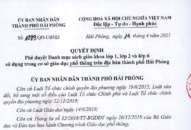 Phê duyệt Danh mục sách giáo khoa lớp 1, lớp 2 và lớp 6 sử dụng trong cơ sở giáo dục phổ thông trên địa bàn thành phố Hải Phòng