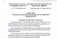 Giao chỉ tiêu kế hoạch tuyển sinh lớp 10 cho các trường THPT Năm học 2021-2022