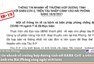Thông tin nhanh về trường hợp dương tính với SARS-CoV-2 trên tàu nhập cảnh vào Hải Phòng sáng ngày 18/8/2021