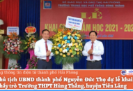 Phó Chủ tịch UBND thành phố Nguyễn Đức Thọ dự lễ khai giảng cùng thầy trò  Trường THPT Hùng Thắng, huyện Tiên Lãng