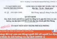 Hỗ trợ 1.500.000 đồng/người đối với người lao động tự do gặp khó khăn do ảnh hưởng của đại dịch COVID-19