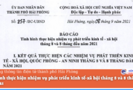 Tình hình thực hiện nhiệm vụ phát triển kinh tế-xã hội tháng 8 và 8 tháng đầu năm 2021