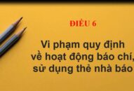 Điều 6 chương II, Nghị định 119/NĐ-CP ban hành ngày 07/10/2020, Quy định về hoạt động báo chí, sử dụng thẻ nhà báo
